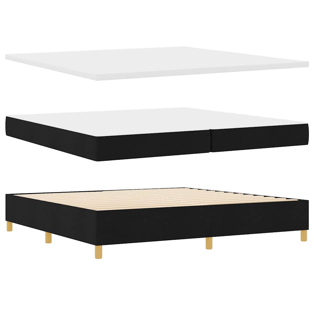 Box spring seng med LED-lysstrimler Sort 200 x 200 cm Stof