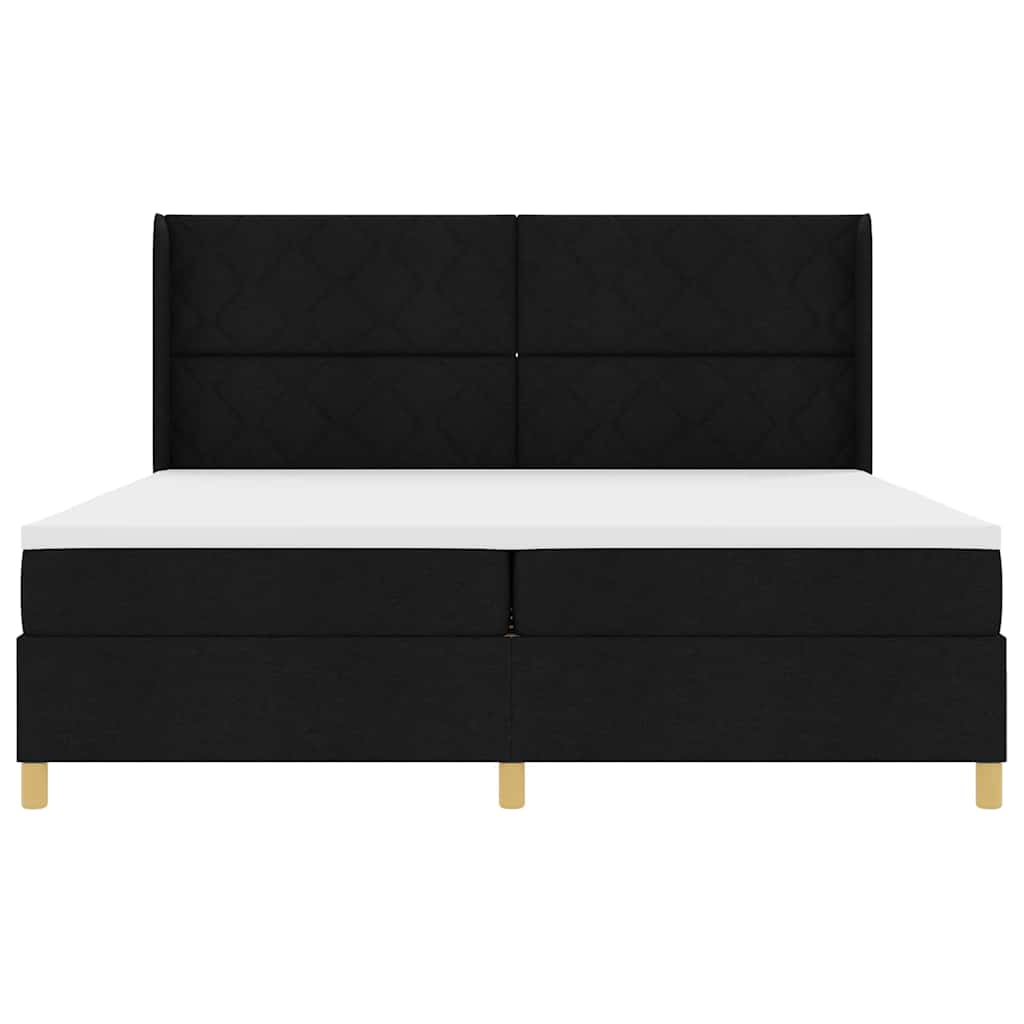 Box spring seng med LED-lysstrimler Sort 200 x 200 cm Stof