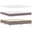 Box spring seng med LED-lysstrimler Gråbrun 200 x 200 cm Stof