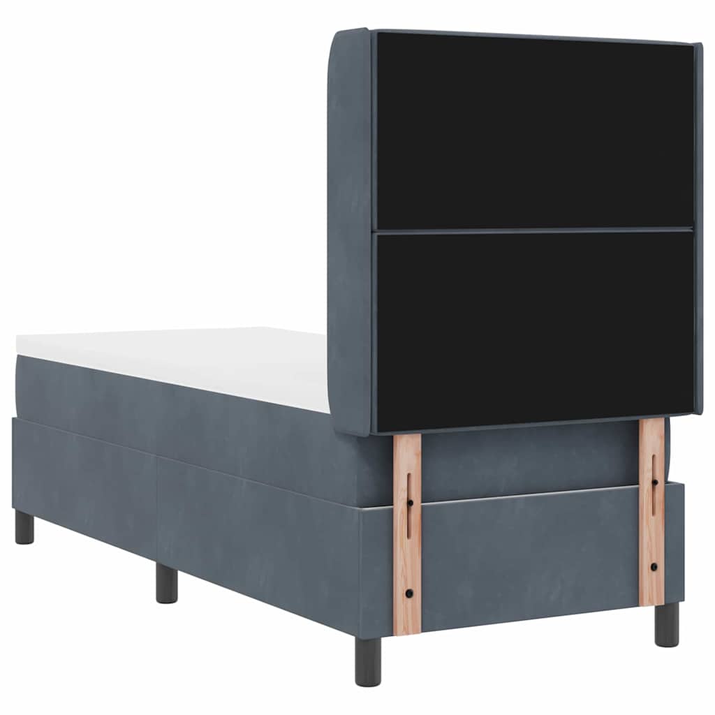 Box spring seng med madras med LED Mørkegrå 80 x 200 cm Fløjl