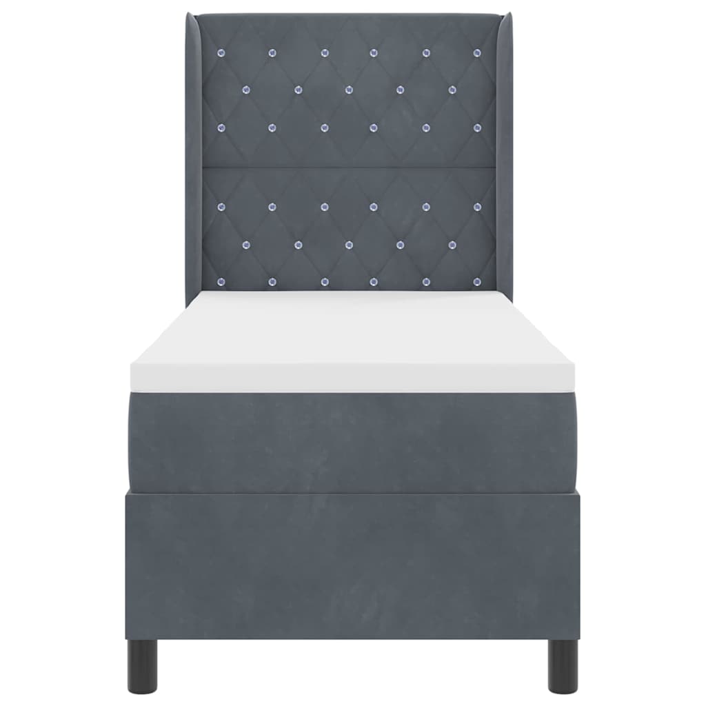 Box spring seng med madras med LED Mørkegrå 80 x 200 cm Fløjl
