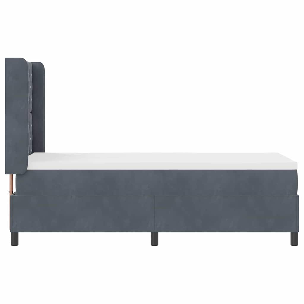 Box spring seng med madras med LED Mørkegrå 80 x 200 cm Fløjl
