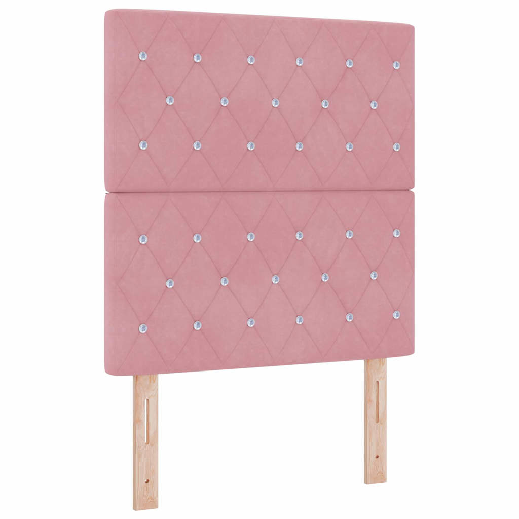 Box spring seng med madras med LED Lyserød 80 x 200 cm Fløjl