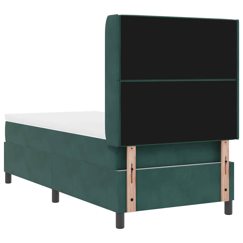 Box spring seng med madras med LED Mørkegrøn 90 x 190 cm Fløjl
