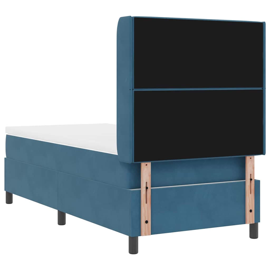 Box spring seng med madras med LED Blå 90 x 190 cm Fløjl