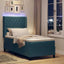 Box spring seng med madras med LED Blå 90 x 200 cm Fløjl