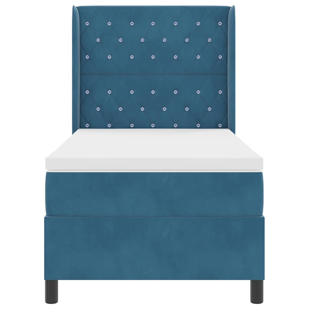 Box spring seng med madras med LED Blå 100 x 200 cm Fløjl