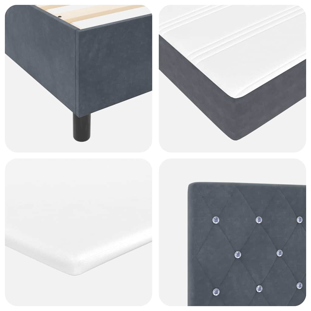 Box spring seng med LED-lysstrimler Mørkegrå 140 x 190 cm Fløjl