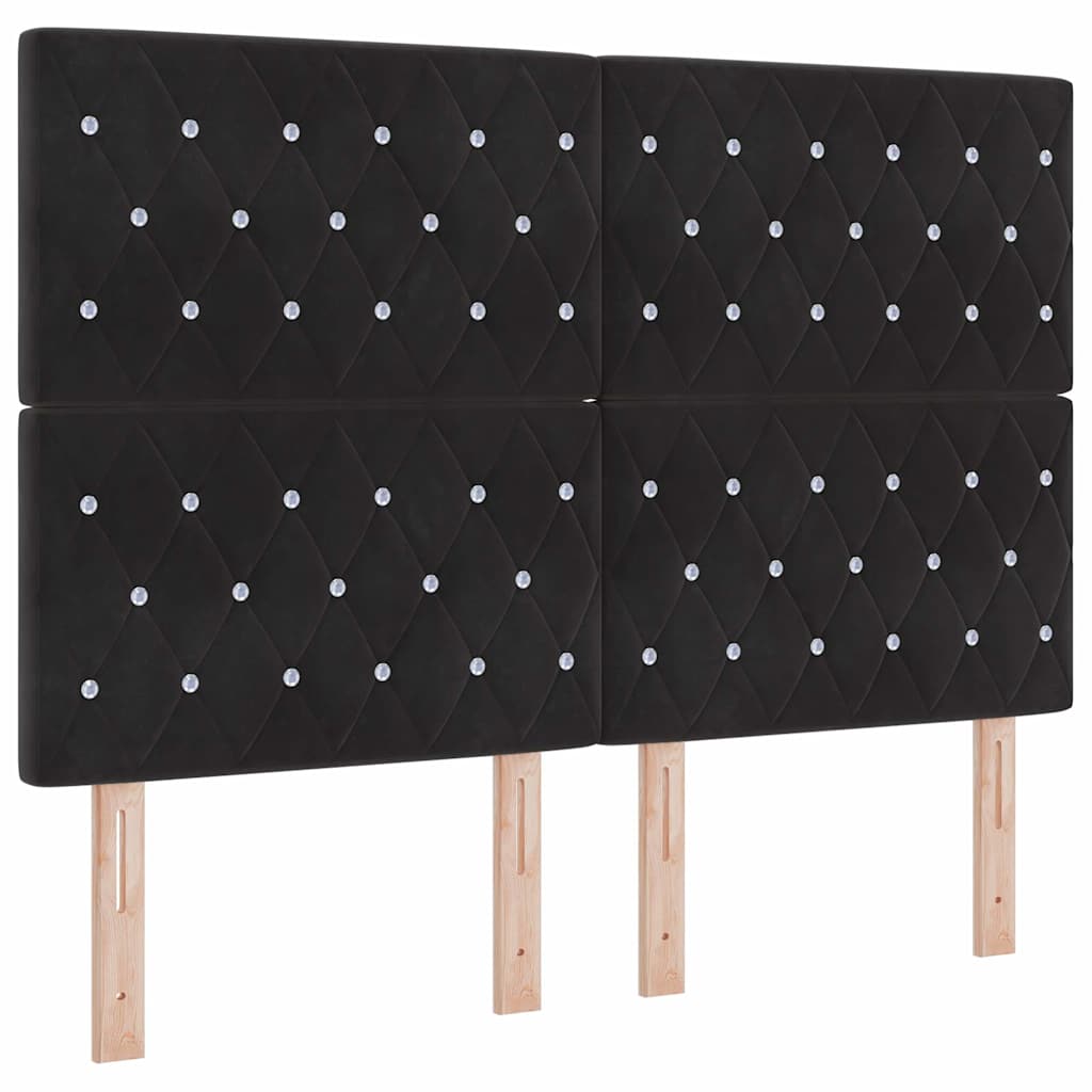 Box spring seng med LED-lysstrimler Sort 140 x 200 cm Fløjl