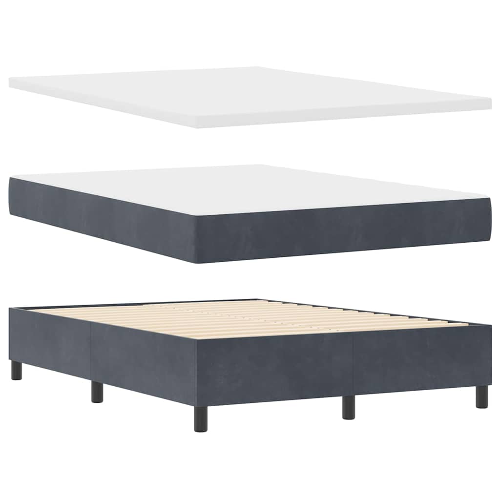 Box spring seng med madras med LED Mørkegrå 160 x 200 cm Fløjl