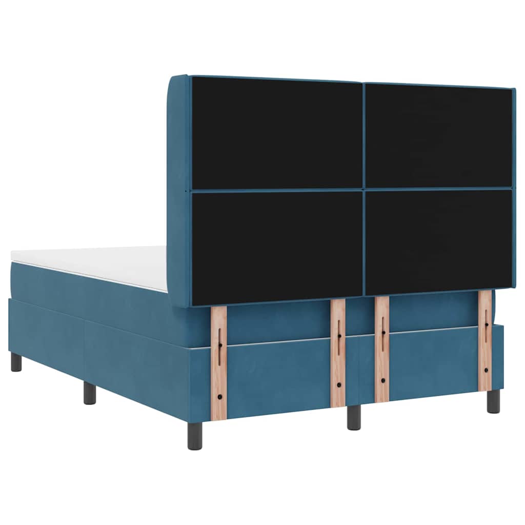 Box spring seng med madras med LED Blå 160 x 200 cm Fløjl