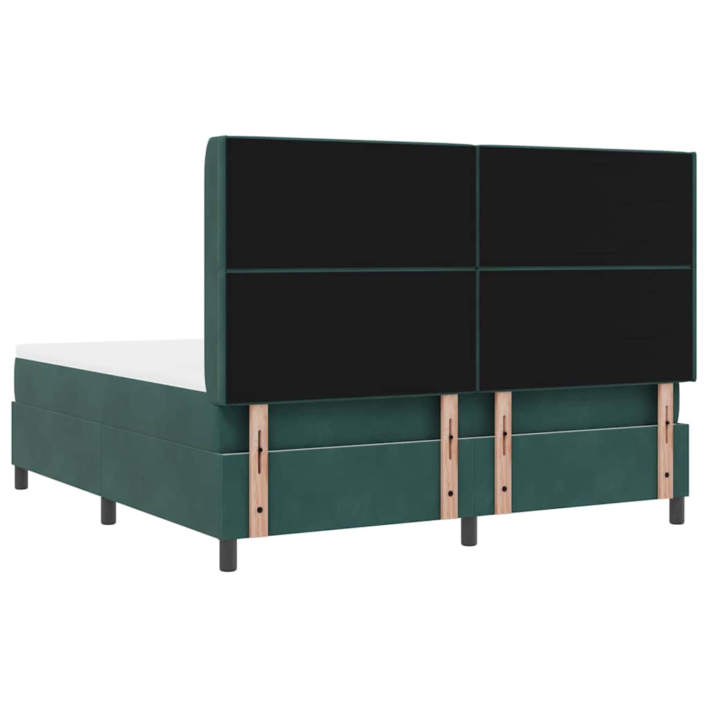 Box spring seng med madras med LED Mørkegrøn 180 x 200 cm Fløjl