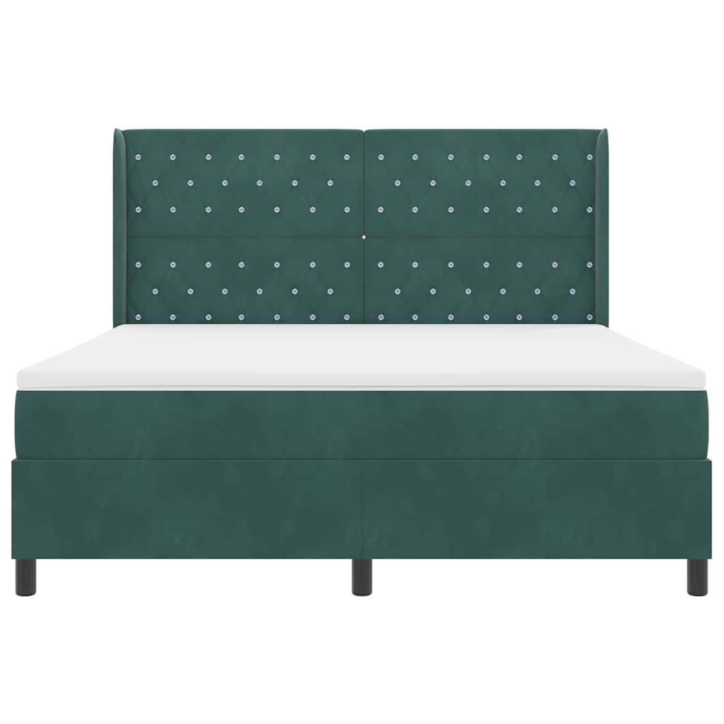 Box spring seng med madras med LED Mørkegrøn 180 x 200 cm Fløjl