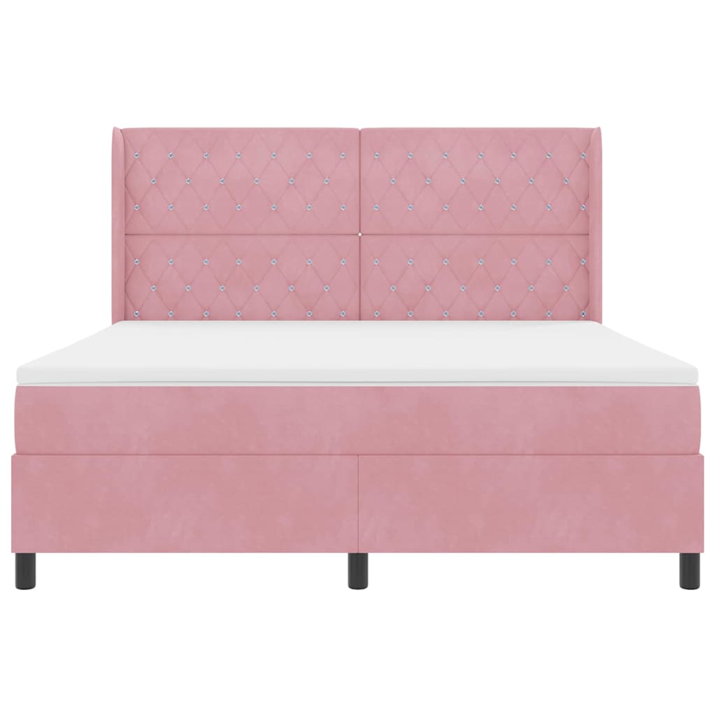 Box spring seng med madras med LED Lyserød 180 x 200 cm Fløjl