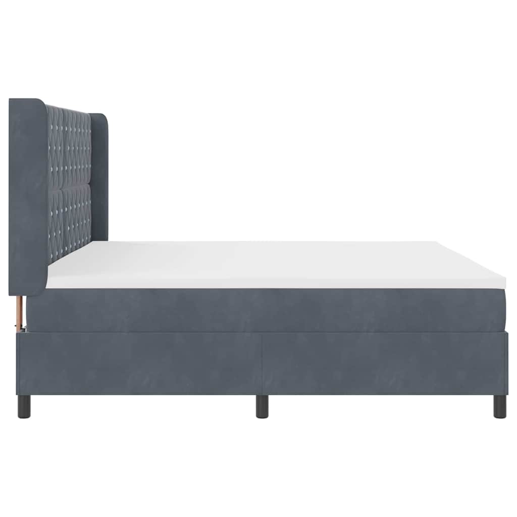 Box spring seng med madras med LED Mørkegrå 200 x 200 cm Fløjl