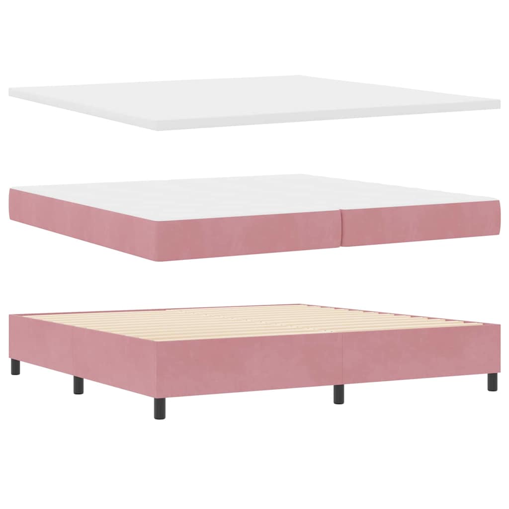 Box spring seng med madras med LED Lyserød 200 x 200 cm Fløjl
