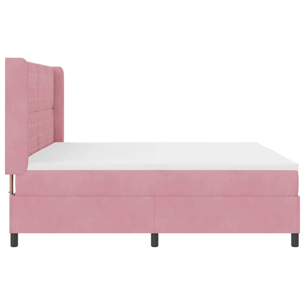 Box spring seng med madras med LED Lyserød 200 x 200 cm Fløjl