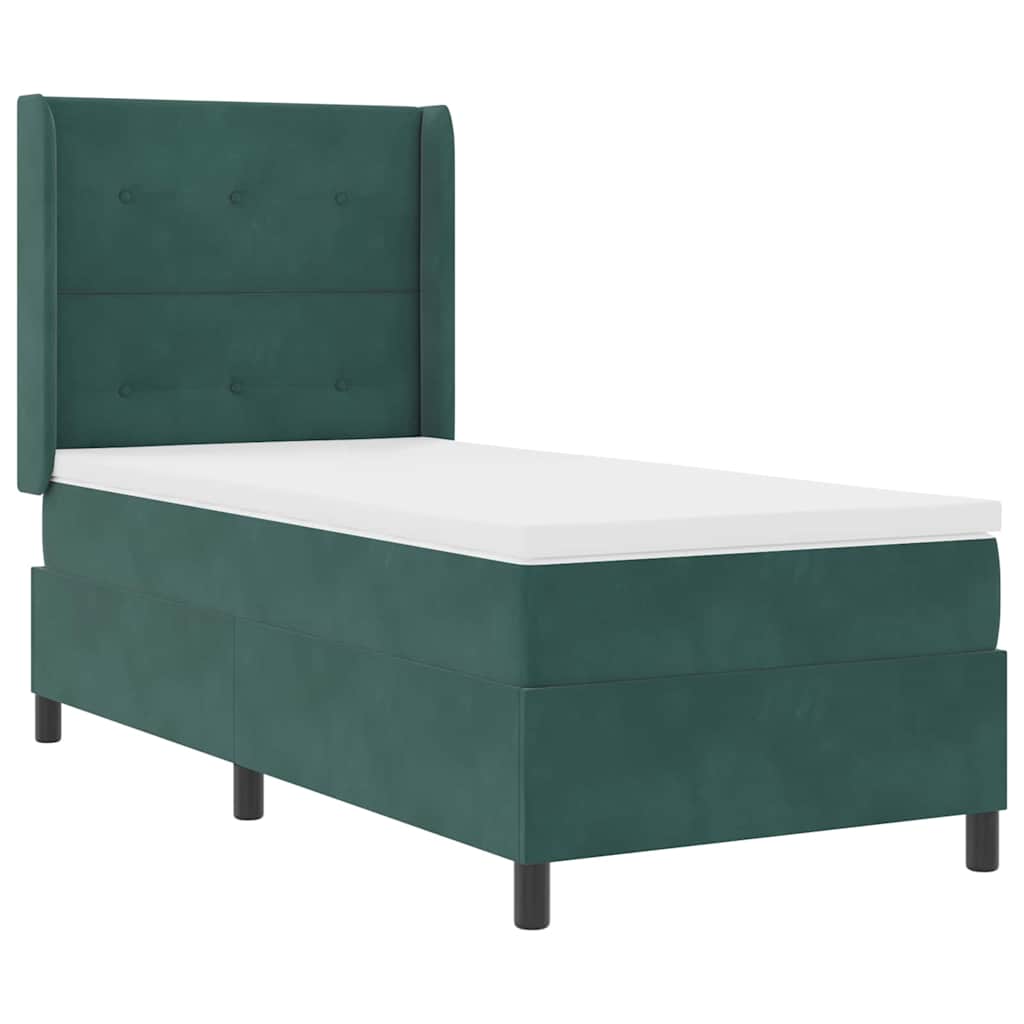 Box spring seng med LED-lysstrimler Mørkegrøn 80 x 200 cm Fløjl