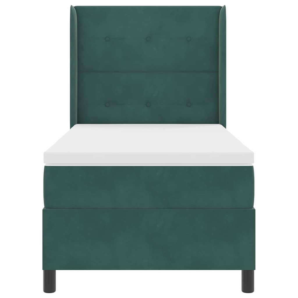 Box spring seng med LED-lysstrimler Mørkegrøn 80 x 200 cm Fløjl