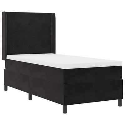 Box spring seng med LED-lysstrimler Sort 90 x 200 cm Fløjl