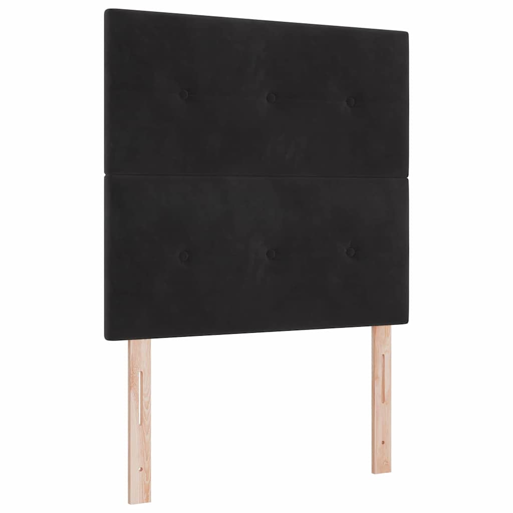 Box spring seng med LED-lysstrimler Sort 90 x 200 cm Fløjl