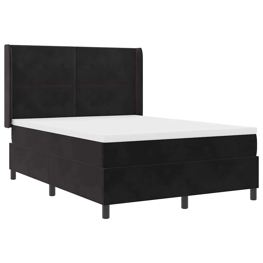 Box spring seng med LED-lysstrimler Sort 160 x 200 cm Fløjl