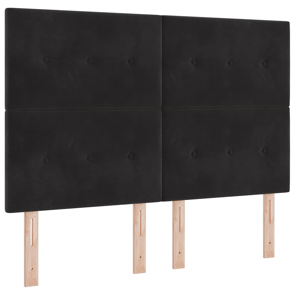 Box spring seng med LED-lysstrimler Sort 160 x 200 cm Fløjl