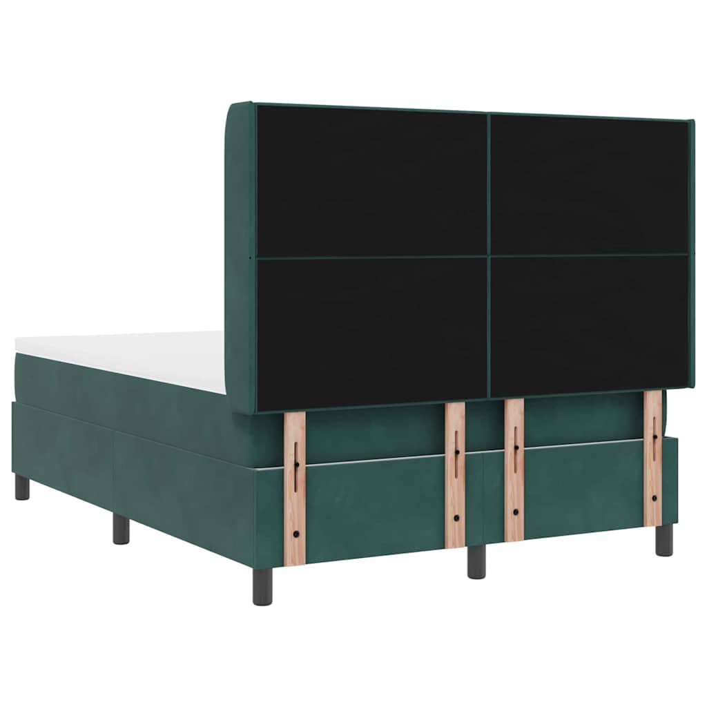 Box spring seng med hovedgærde Mørkegrøn 160 x 200 cm Fløjl