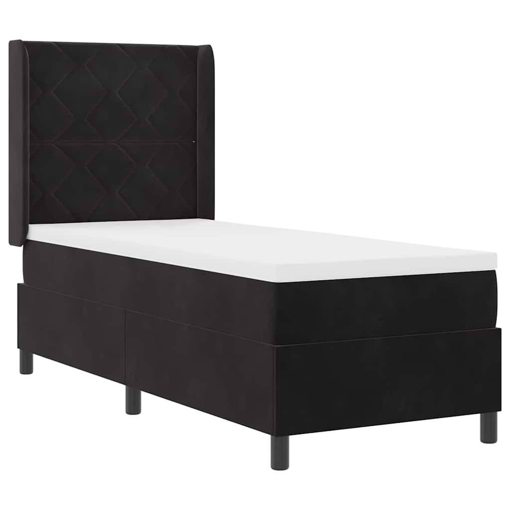 Box spring seng med LED-lysstrimler Sort 80 x 200 cm Fløjl