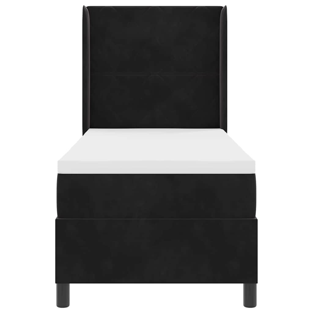 Box spring seng med LED-lysstrimler Sort 80 x 200 cm Fløjl
