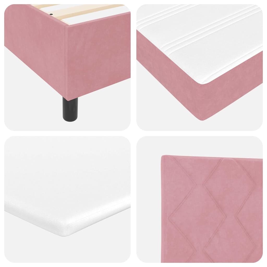 Box spring seng med LED-lysstrimler Lyserød 80 x 200 cm Fløjl