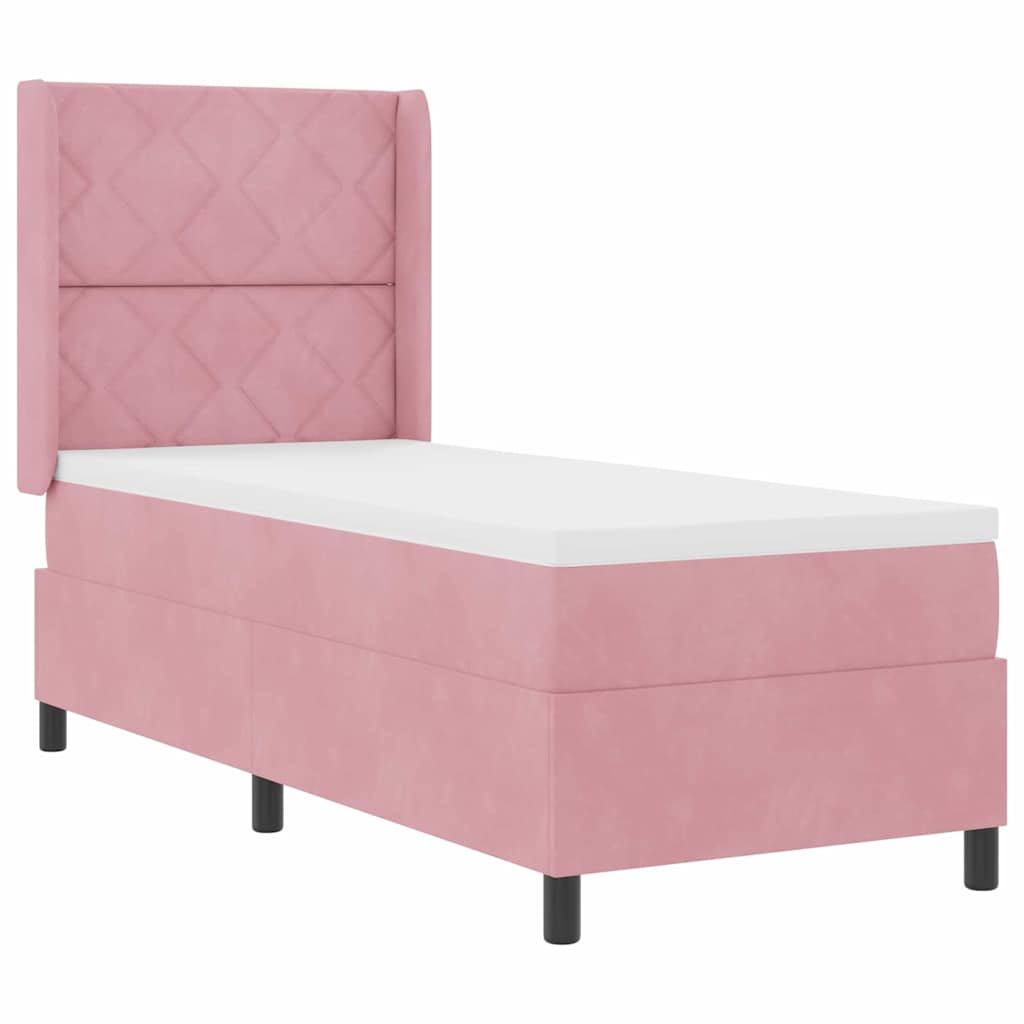 Box spring seng med LED-lysstrimler Lyserød 80 x 200 cm Fløjl