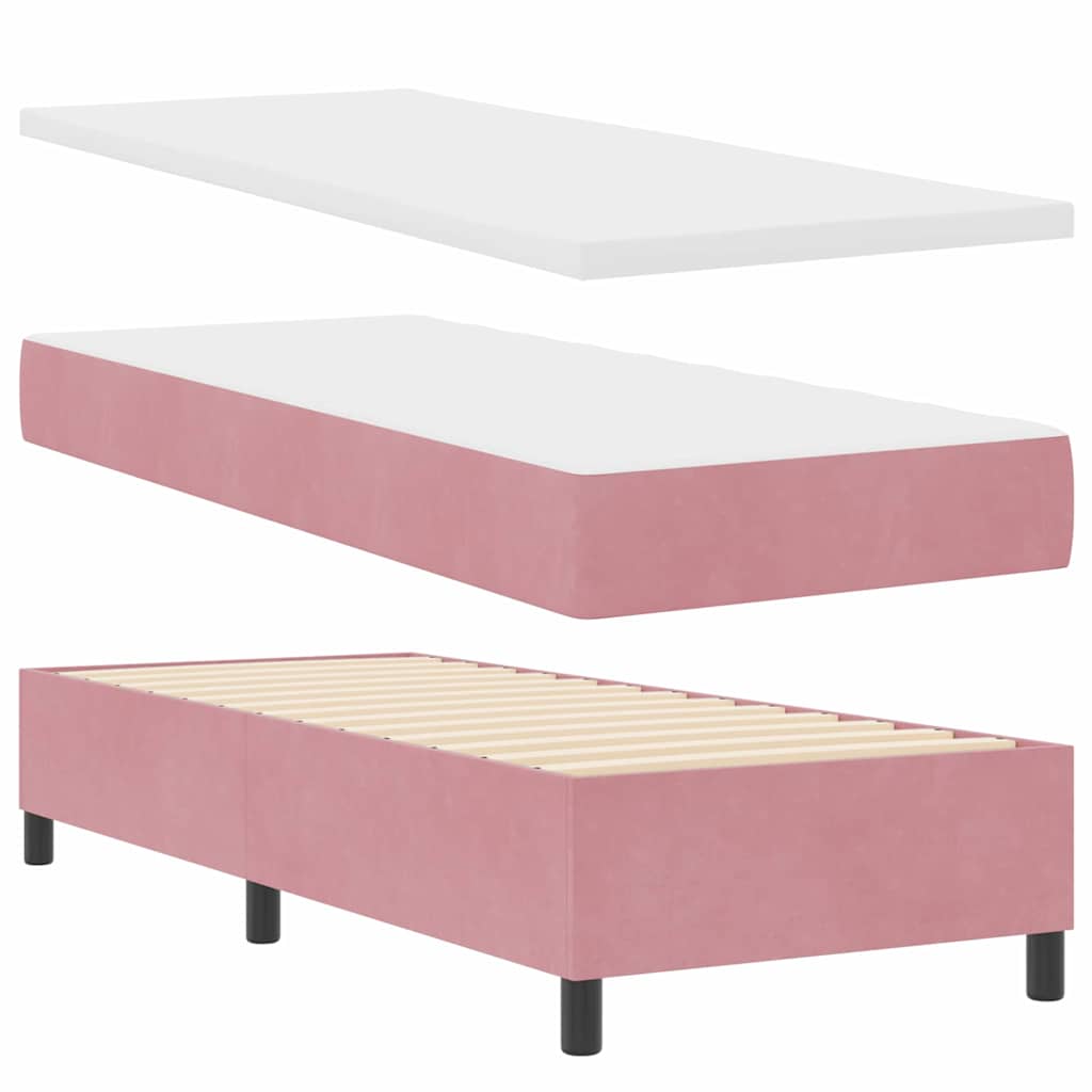 Box spring seng med LED-lysstrimler Lyserød 80 x 200 cm Fløjl