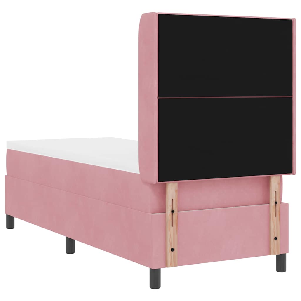 Box spring seng med LED-lysstrimler Lyserød 80 x 200 cm Fløjl