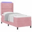Box spring seng med LED-lysstrimler Lyserød 80 x 200 cm Fløjl
