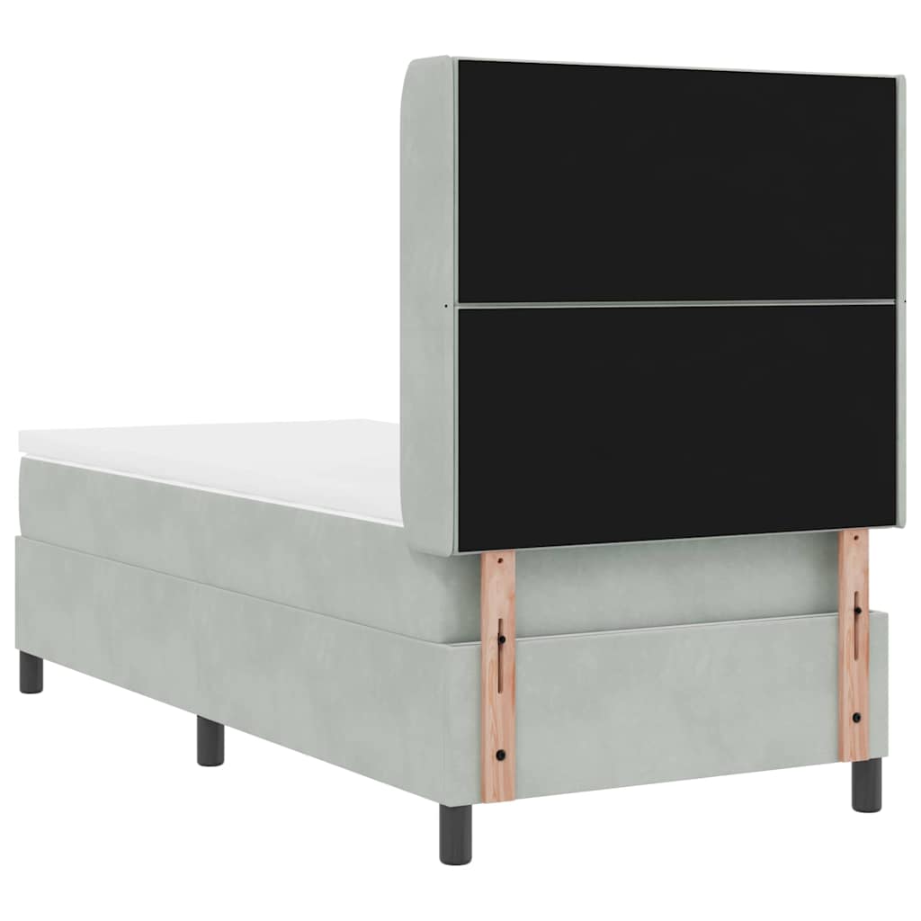 Box spring seng med LED-lysstrimler Lysegrå 90 x 190 cm Fløjl
