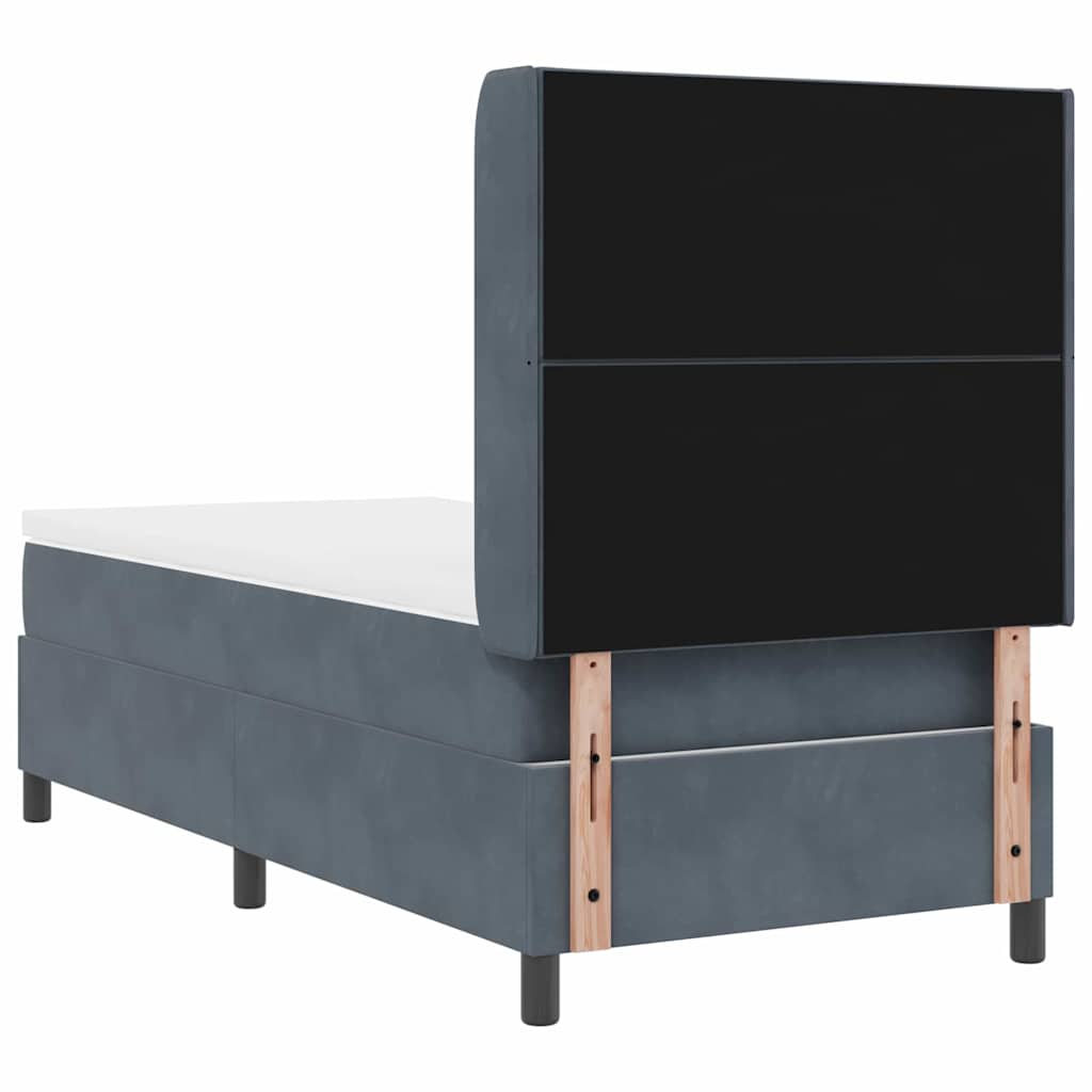 Box spring seng med LED-lysstrimler Mørkegrå 90 x 190 cm Fløjl
