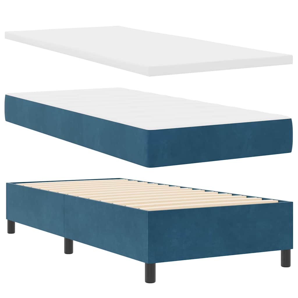 Box spring seng med LED-lysstrimler Blå 90 x 190 cm Fløjl