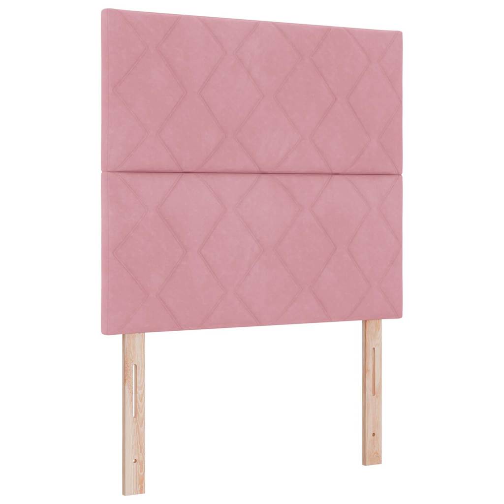 Box spring seng med LED-lysstrimler Lyserød 90 x 190 cm Fløjl