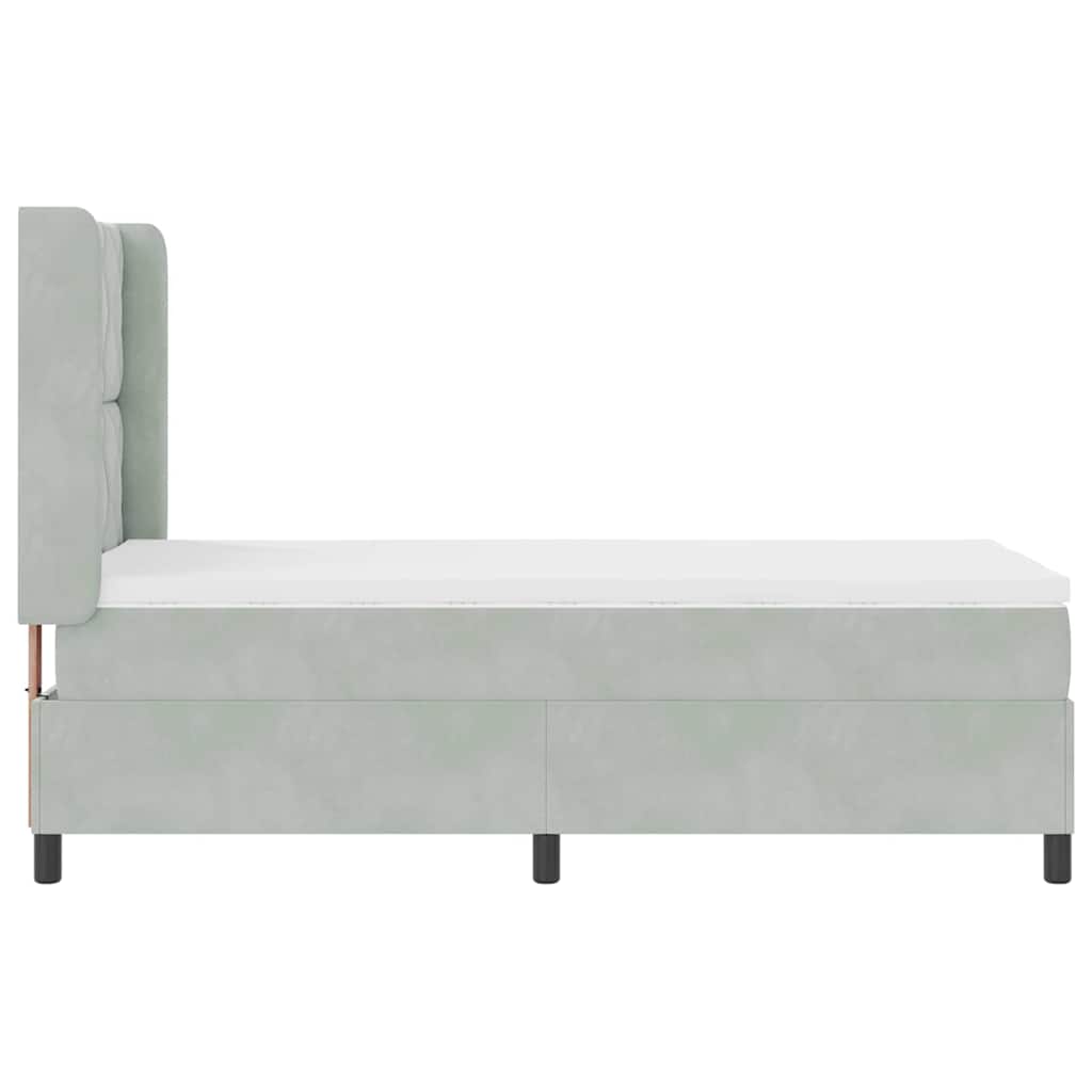 Box spring seng med LED-lysstrimler Lysegrå 90 x 200 cm Fløjl