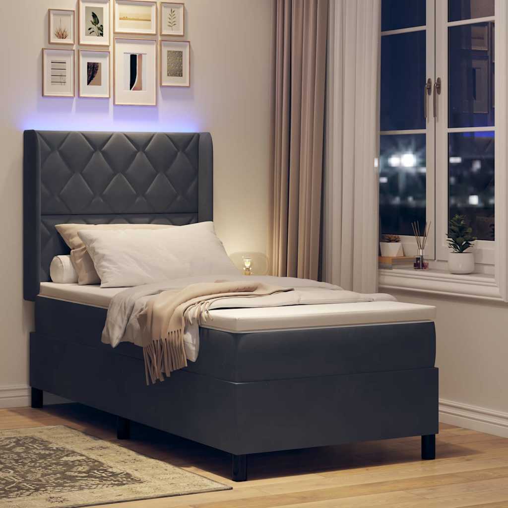 Box spring seng Mørkegrå 90 x 200 cm Fløjl