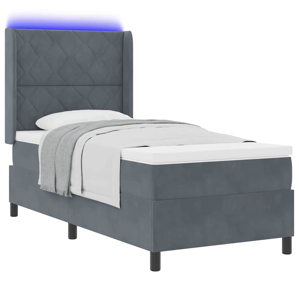 Box spring seng Mørkegrå 90 x 200 cm Fløjl