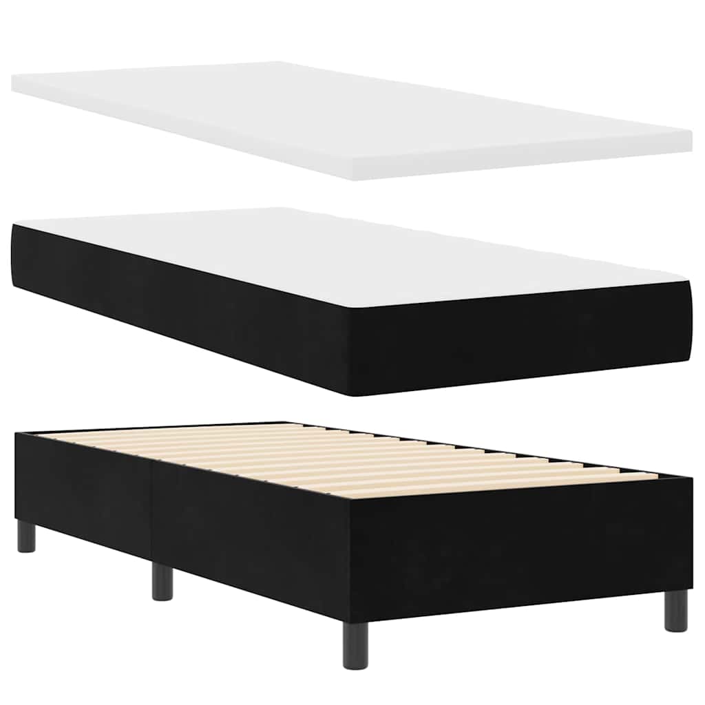 Box spring seng med LED-lysstrimler Sort 90 x 200 cm Fløjl