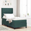 Box spring seng med LED-lysstrimler Mørkegrøn 90 x 200 cm Fløjl