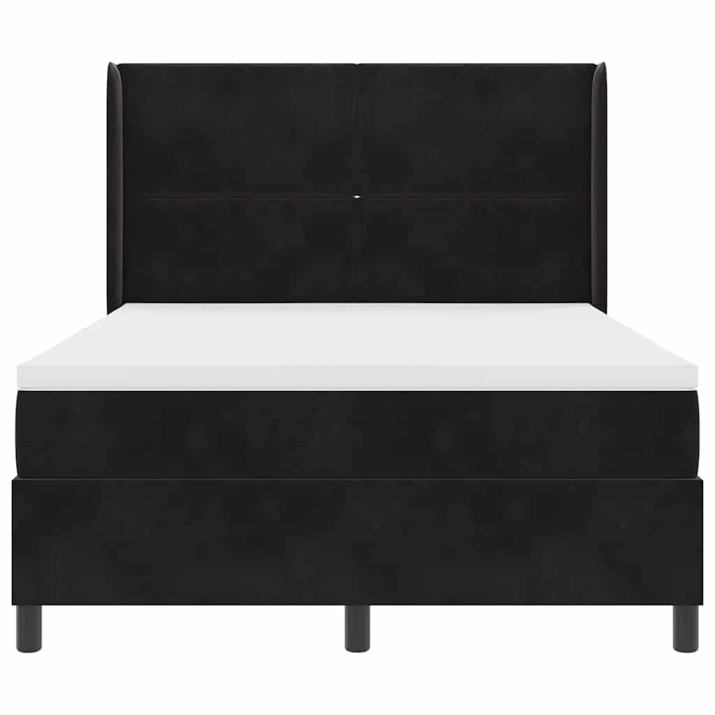 Box spring seng med LED-lysstrimler Sort 140 x 200 cm Fløjl