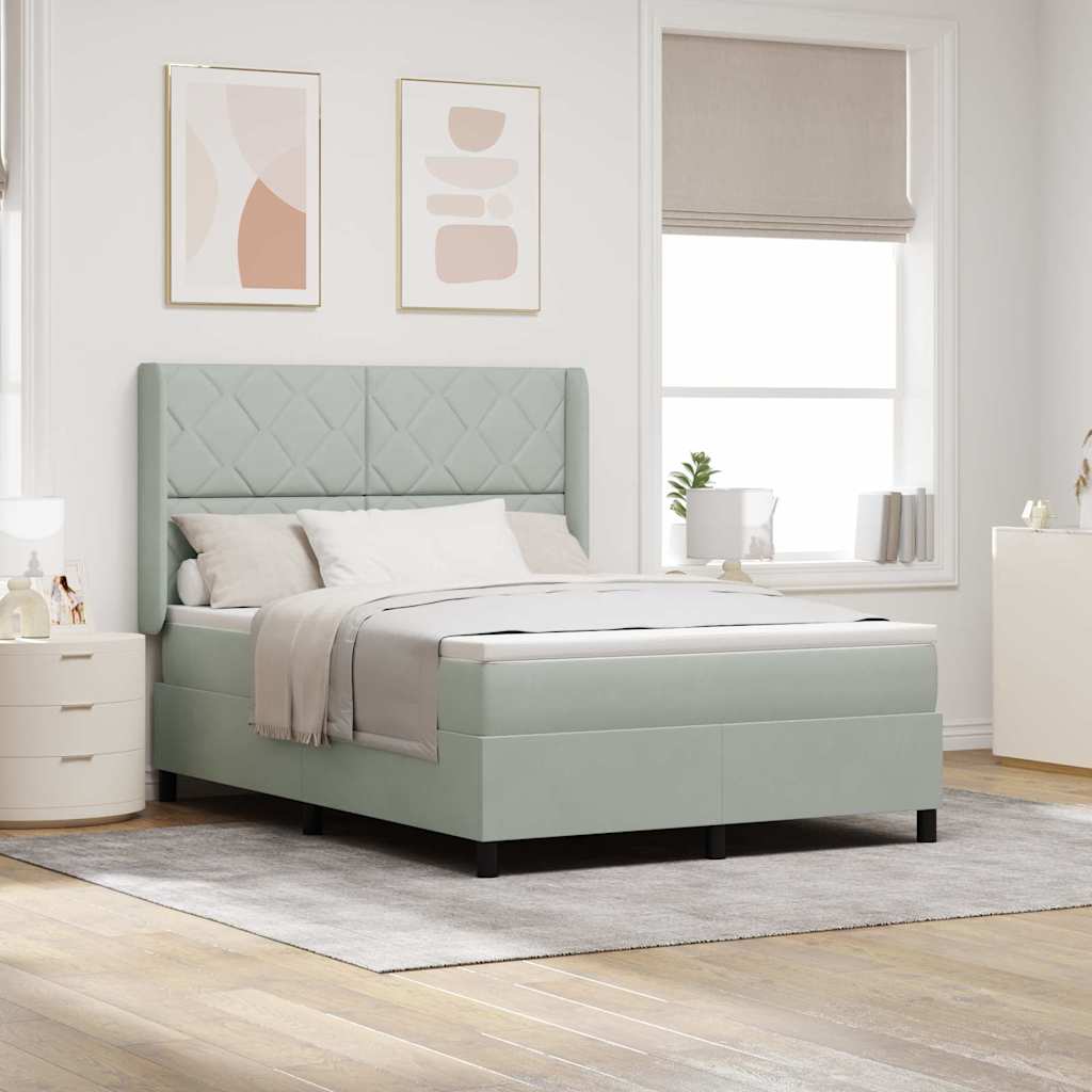 Box spring seng med LED-lysstrimler Lysegrå 160 x 200 cm Fløjl