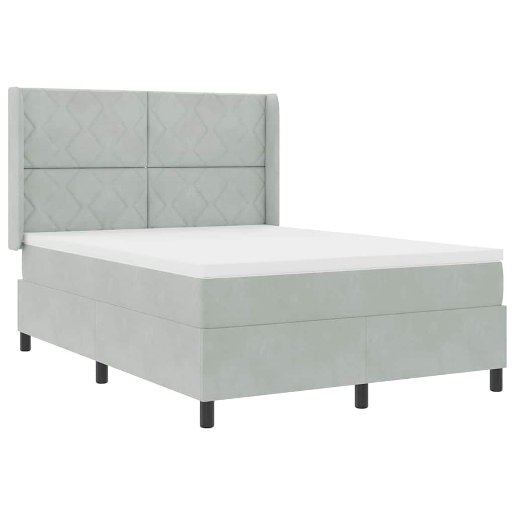 Box spring seng med LED-lysstrimler Lysegrå 160 x 200 cm Fløjl