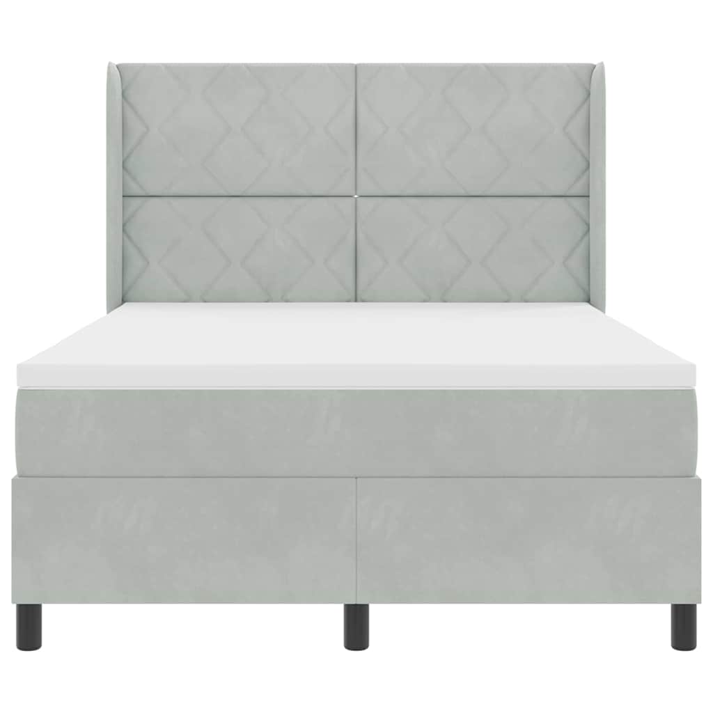 Box spring seng med LED-lysstrimler Lysegrå 160 x 200 cm Fløjl