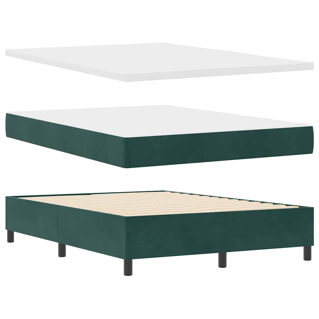 Box spring seng med hovedgærde Mørkegrøn 160 x 200 cm Fløjl