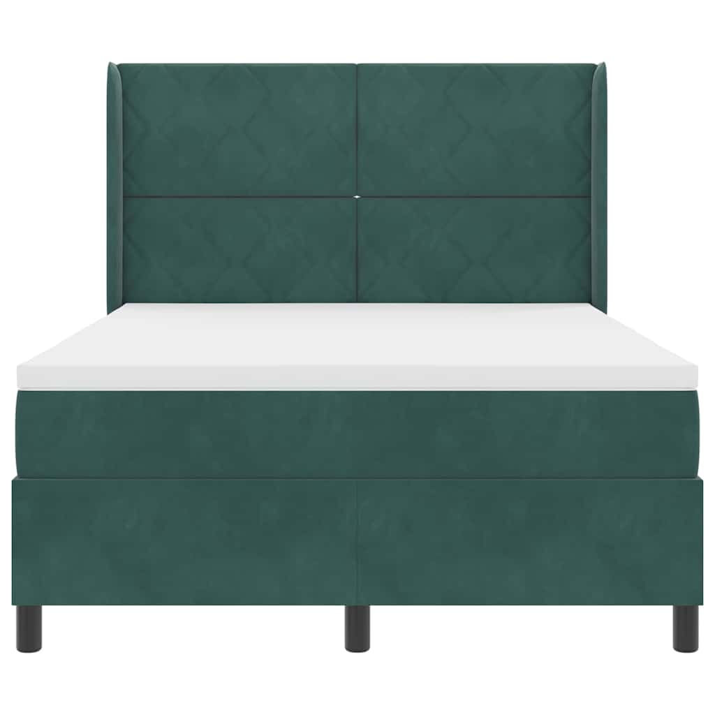 Box spring seng med hovedgærde Mørkegrøn 160 x 200 cm Fløjl
